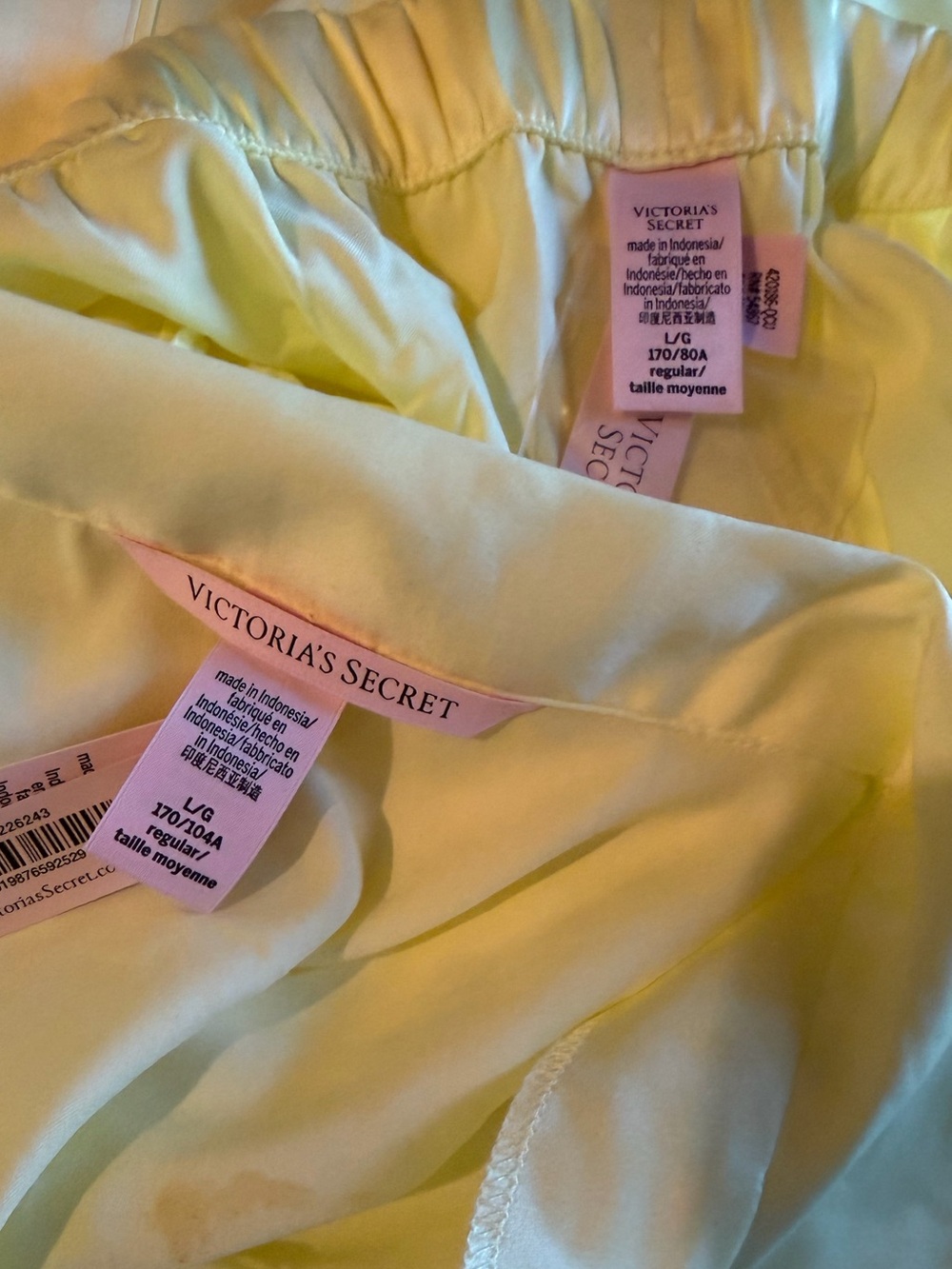 Victoria's Secret Bright Yellow Satin Pajama Set - Picture 2 of 6